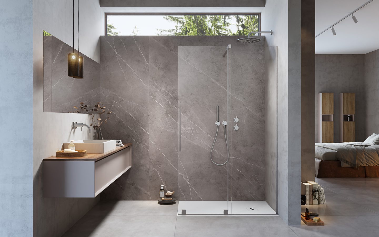 Furo Brushed Nickel Walk-in