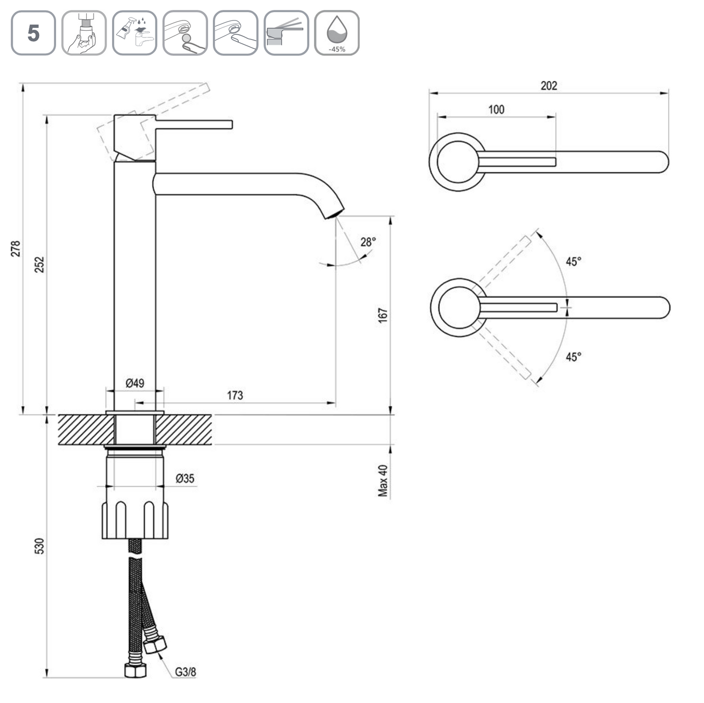 Espirit Wastafelkraan Chrome 2