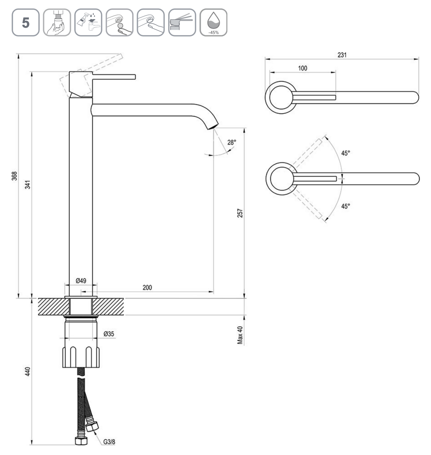 Espirit Wastafelkraan Chrome 3