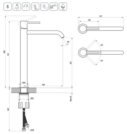 Espirit Wastafelkraan Chrome 3