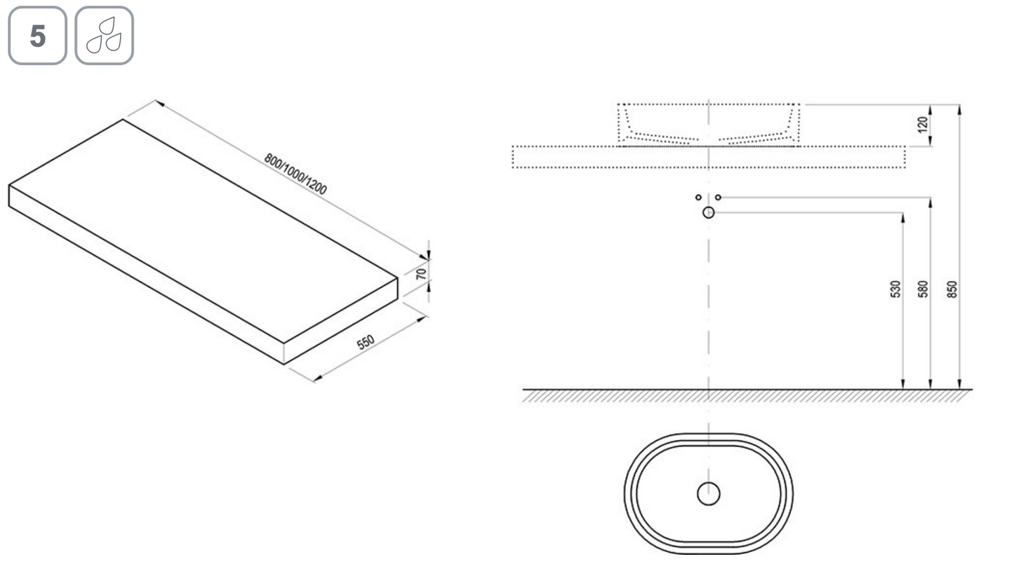 I Tafel voor wastafels Wit