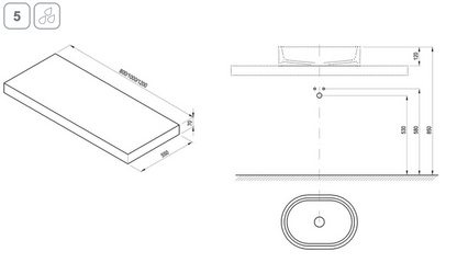 I Tafel voor wastafels Wit