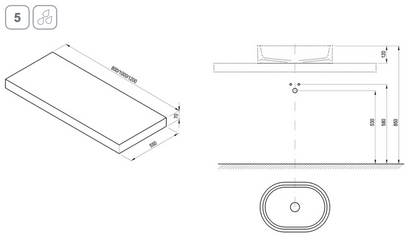 I Tafel voor wastafels Eik