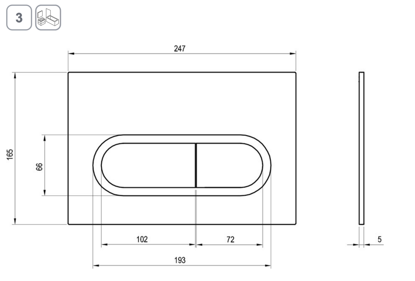 Toilet Chroom Bedieningsknoppen zwart