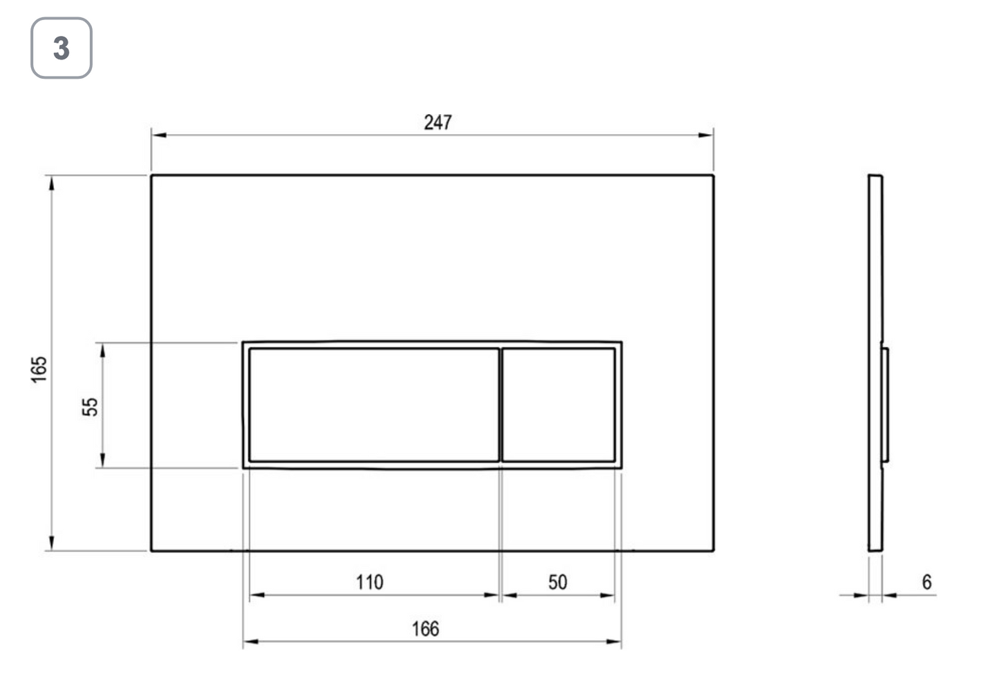 Toilet Uni Slim bedieningsknop zwart