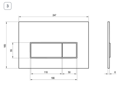 Toilet Uni Slim bedieningsknop zwart