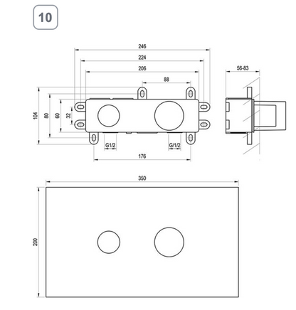 Espirit Inbouw wastafelkraan, 3- gats installatie, met behuizing, mat wit