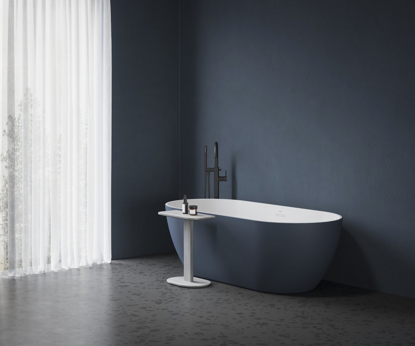 Witte Eiken Accessoire Tafel voor Vrijstaande Baden - Luxe en Functionaliteit