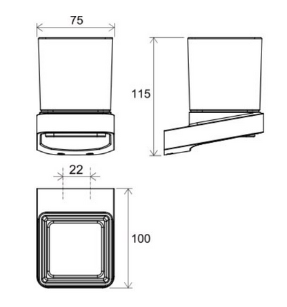 Glashouder met beker, Badkamer, Chrome