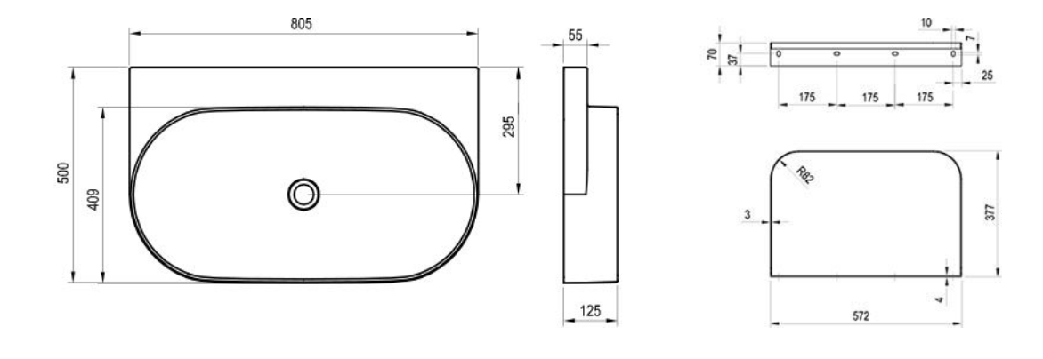 Yard 80 hangend wastafel Zwart - Moderne Keramische Wastafel