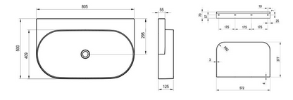 Yard 80 hangend wastafel Zwart - Moderne Keramische Wastafel