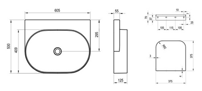 Yard 60 hangend wastafel Wit - Moderne Keramische Wastafel