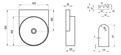 Yard 40 hangend wastafel Zwart - Moderne Keramische Wastafel