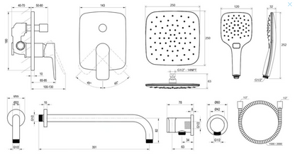 Ravak Classic - Douche set met ingebouwde mengkraan, inbouwlichaam, chroom X07S016