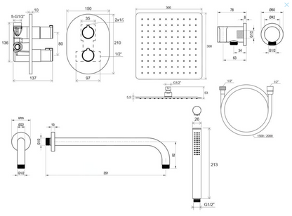 Ravak Chrome - Doucheset met inbouwthermostaat, met inbouwdeel, chroom X07S015