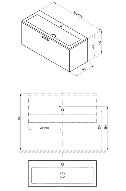 SD wastafelmeubel onderkast technische tekening