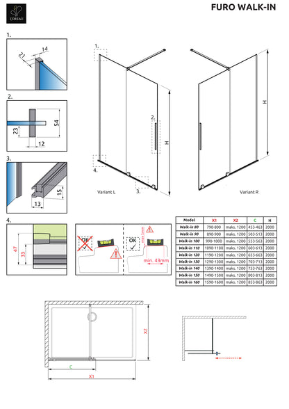 Furo Brushed GunMetal Walk-in