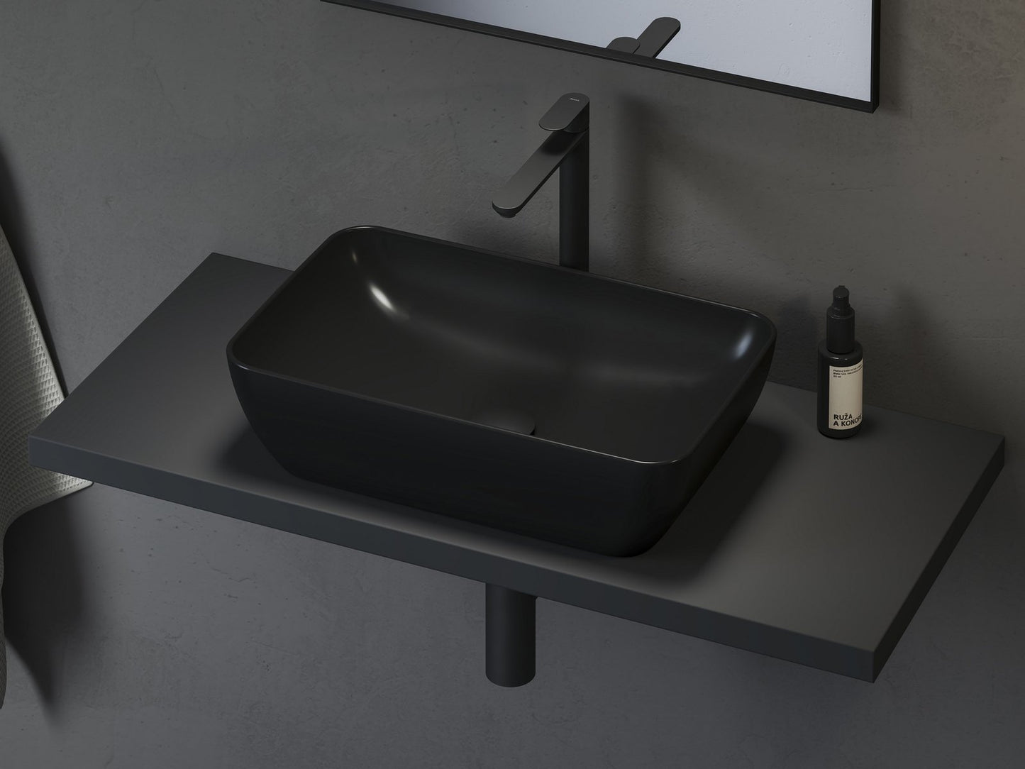 Lavabo Uni 50 R Slim en céramique Noir